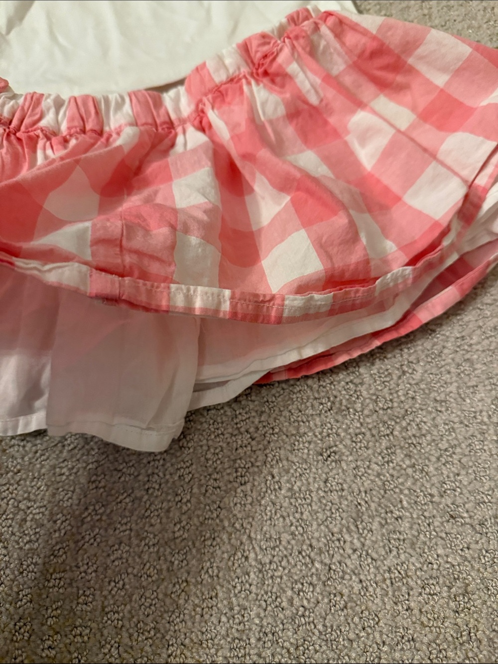 Girls Pink Gingham Skirt with White Tank Top - Picture 3 of 5